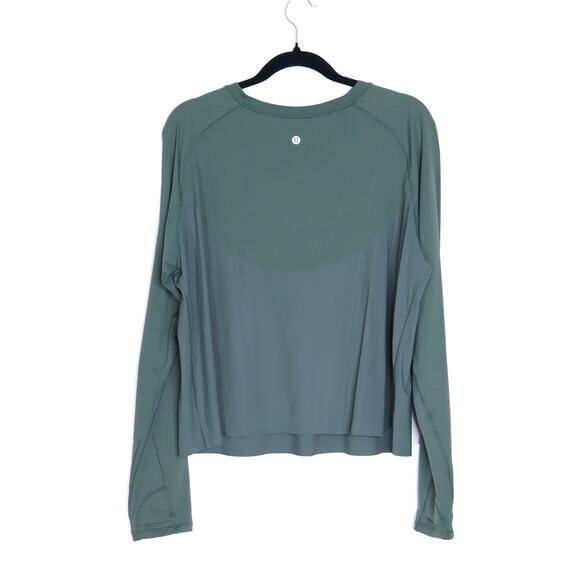 LULULEMON Another Lap Strong Long Sleeve Dark Forest Cropped Active Women's 10 - Picture 2 of 6